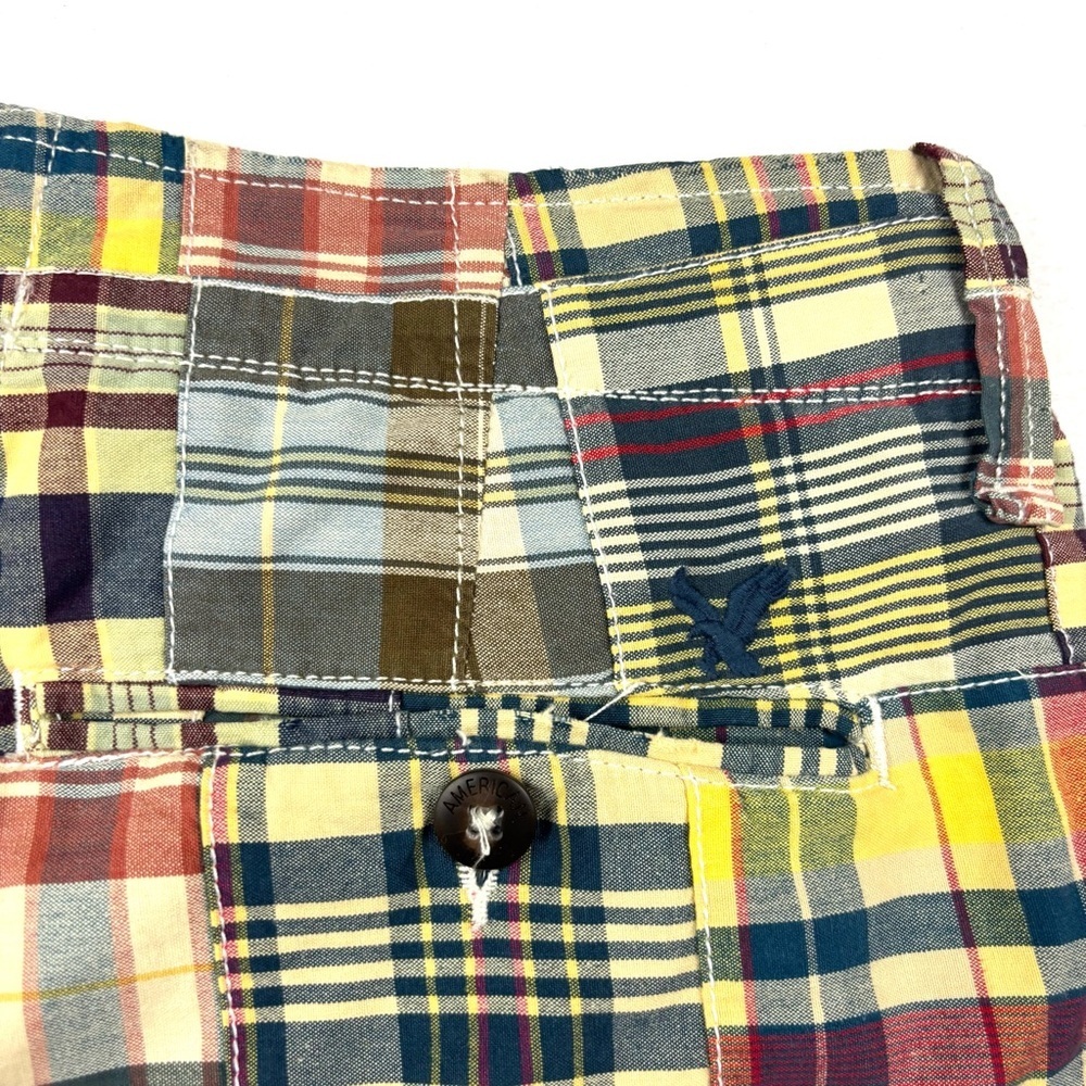American Eagle Multicolor Patchwork Plaid 100% Co… - image 8